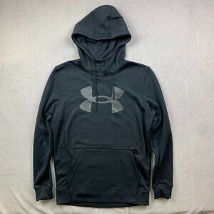 Under Armour Men Sweater Small Black Hoodie Long Sleeve ColdGear Fleece Big Logo
